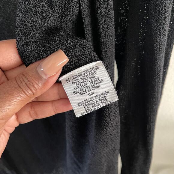 Eileen Fisher Open Front Cardigan Sweater Womens Small Black Casual Lightweight - Picture 4 of 7